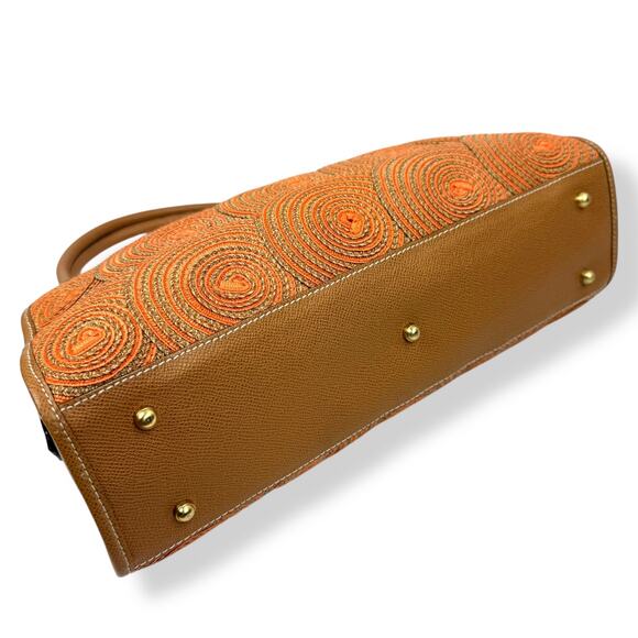 Vintage ERIC JAVITS NEW YORK raffia woven leather handbag - Picture 7 of 16